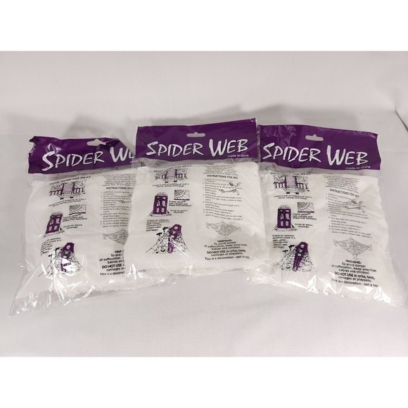 Lot of 3 bags of stretch spider web with spiders from Fun World super stretch - Picture 2 of 5